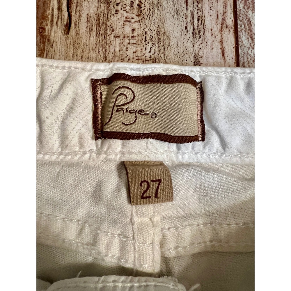 Paige Premium Denim White Cut Off Jean Shorts Frayed Hem Size 27 Low Rise - Picture 2 of 9